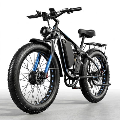 Full Suspension Electric Bike Engineered for Off-Road Performance, 2000W Dual Motor, 52V 23AH Battery, 26 Inch Fat Tires