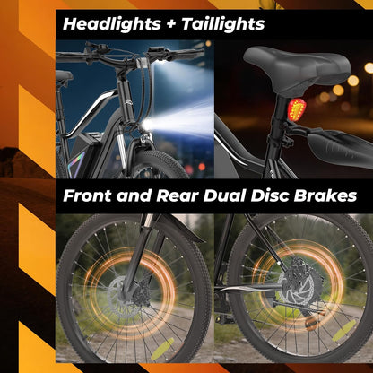 Electric Bike, 1000W/750W Peak Powerful Motor, 70/55 Miles Range & 20MPH Speed, 26'' Tires, APP Control Ebikes, Shock Absorber, Commuting Electric Bike for Adults