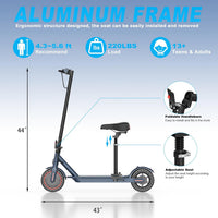 Electric Scooter with Seat, 350W Folding Scooter for Adults & Teens | 5.2Ah / 7.8Ah Battery Option, 8.5" Solid Tires, 19MPH, 21-Miles, Dual Brake, Seated Escooter for Girls, Students and Commuter