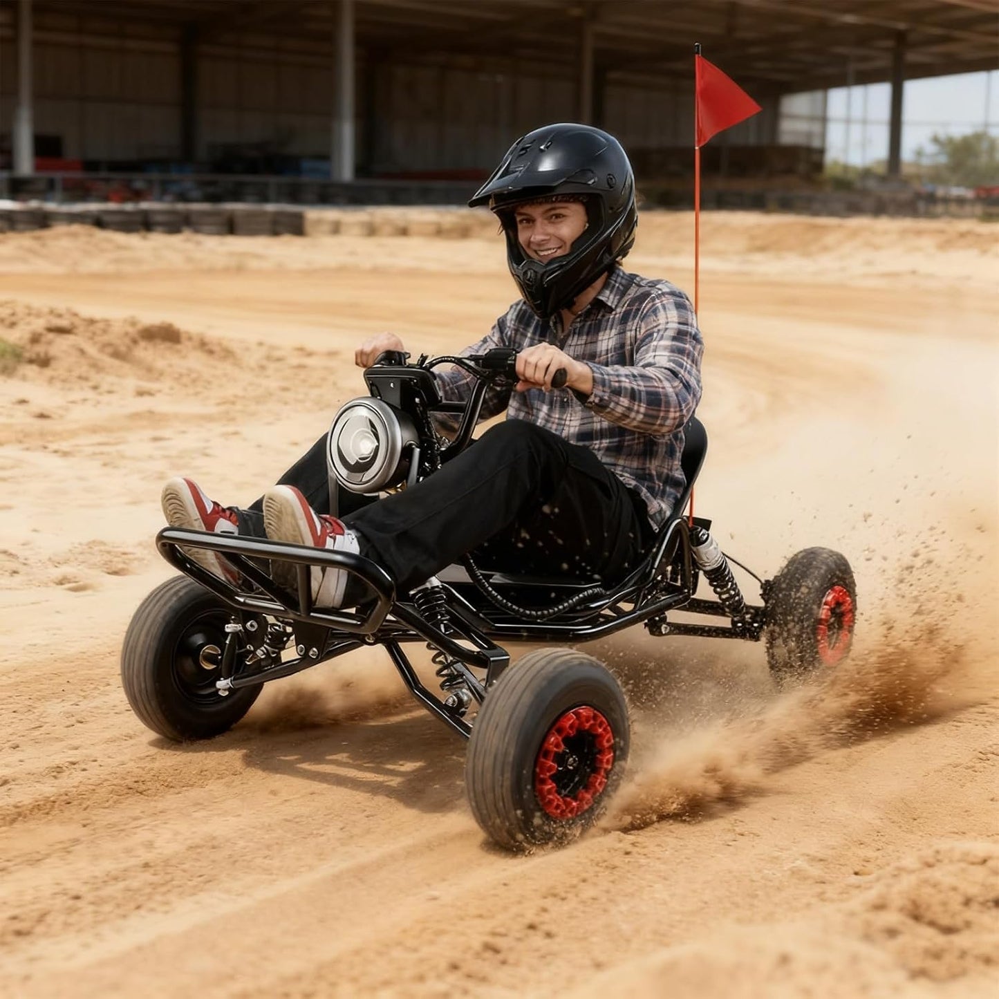 2000W Electric Go Kart for Adults & Kids – Off-Road Karting Machine, 12-25MPH, 6" Alloy Wheels, 10.4Ah (15+ Miles), 440LBS Capacity, Front LED, Charger Included – Black
