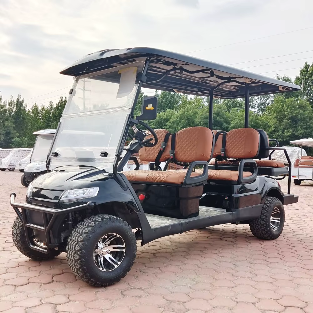 Hot Selling New Solar Panel Powered 4KW 5KW Off-Road Vehicle 60V Lithium Battery Adult 6 Seater 4 Wheel Beach Golf Cart
