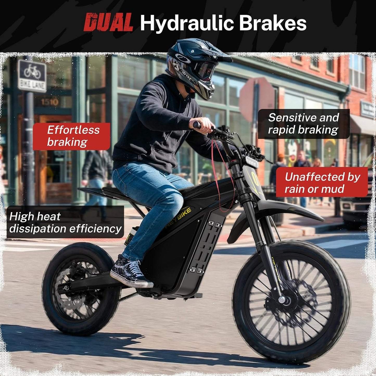 Electric Dirt Bike with 4160W Motor 1352WH Battery, up to 50 Miles