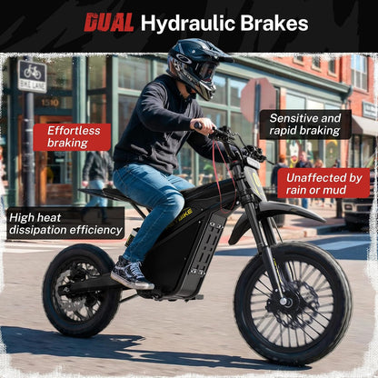 Electric Dirt Bike with 4160W Motor 1352WH Battery, up to 50 Miles