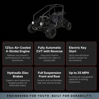 Gokart GK110 Upgraded 125Cc Go Kart Gas Fully Automtatic with Reverse Youth Kids 2 Seater 125Cc Kart (Black Color) — Results & Stats