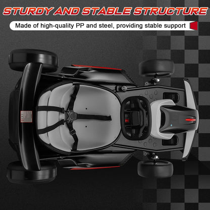 24V Electric Go Kart, Kids Drift Kart with 300W Dual Motors, 8 MPH Max & 110LBS Max Load, Crazy Kart W/Bluetooth Music