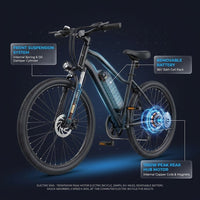 Electric Bike - 750W/1000W Peak Motor Electric Bicycle, 20MPH, 60+ Miles, Removable Battery, Shock Absorber, 5 Speed E Bike, 26” Tire Commuter Electric Bicycle for Adults — How It Works