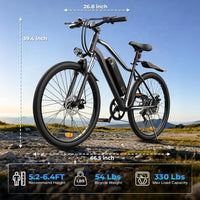 Electric Bike - 750W/1000W Peak Motor Electric Bicycle, 20MPH, 60+ Miles, Removable Battery, Shock Absorber, 5 Speed E Bike, 26” Tire Commuter Electric Bicycle for Adults