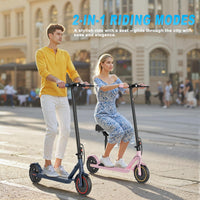 Electric Scooter with Seat, 350W Folding Scooter for Adults & Teens | 5.2Ah / 7.8Ah Battery Option, 8.5" Solid Tires, 19MPH, 21-Miles, Dual Brake, Seated Escooter for Girls, Students and Commuter
