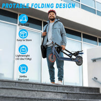 Electric Scooter with Seat, 350W Folding Scooter for Adults & Teens | 5.2Ah / 7.8Ah Battery Option, 8.5" Solid Tires, 19MPH, 21-Miles, Dual Brake, Seated Escooter for Girls, Students and Commuter