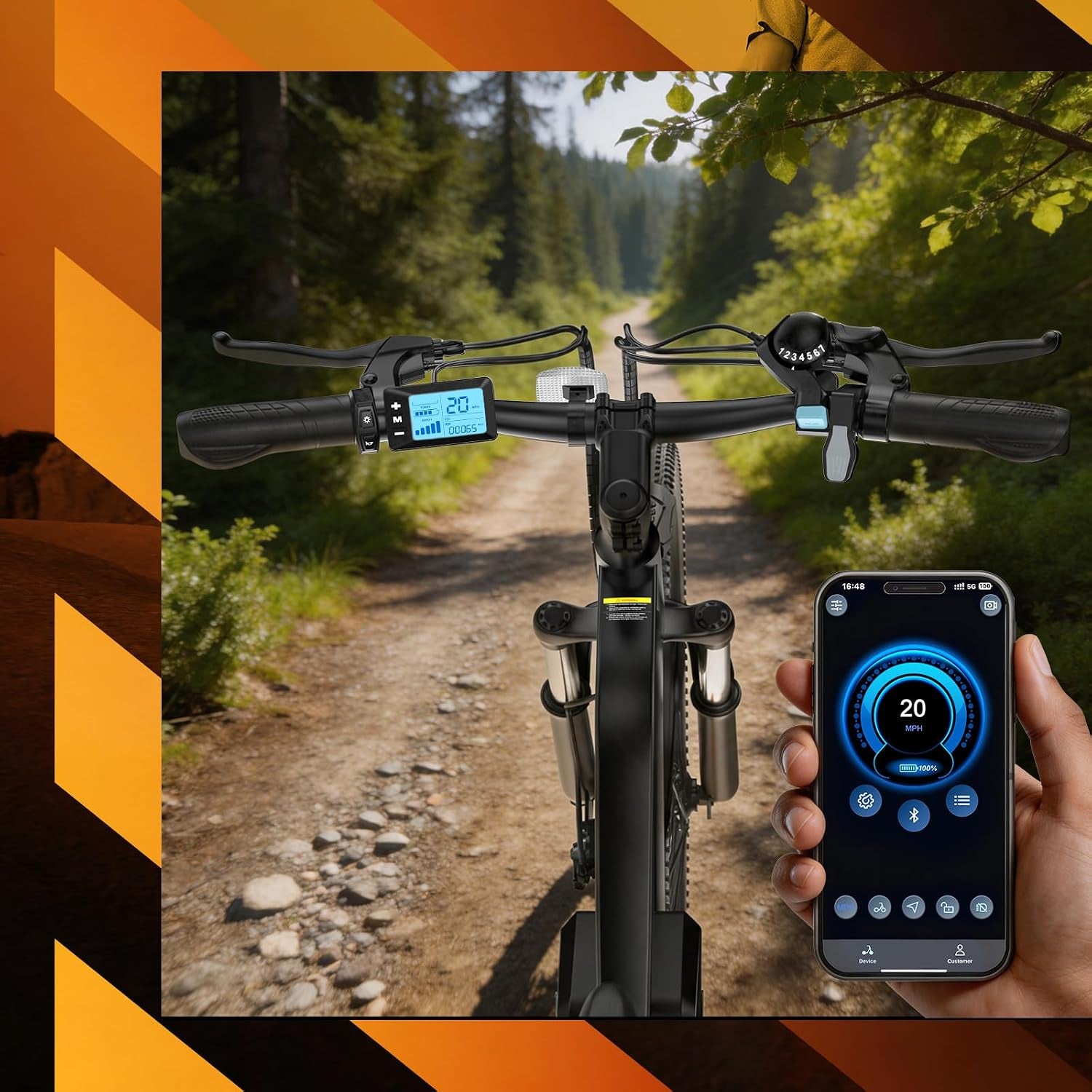 Electric Bike, 1000W/750W Peak Powerful Motor, 70/55 Miles Range & 20MPH Speed, 26'' Tires, APP Control Ebikes, Shock Absorber, Commuting Electric Bike for Adults