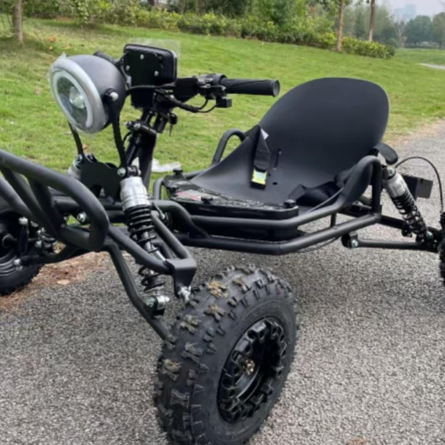 2000W Electric Go Kart for Adults & Kids – Off-Road Karting Machine, 12-25MPH, 6" Alloy Wheels, 10.4Ah (15+ Miles), 440LBS Capacity, Front LED, Charger Included – Black