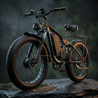 Off-Road Full Suspension Electric Bike 2000W Dual Motor 52V 23AH Battery Mountain Electric Bike 26 Inch Fat Tire Electric Bike — Studio Shot
