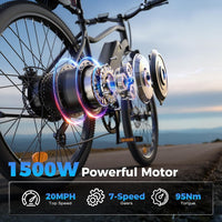 Electric Bike - 750W/1000W Peak Motor Electric Bicycle, 20MPH, 60+ Miles, Removable Battery, Shock Absorber, 5 Speed E Bike, 26” Tire Commuter Electric Bicycle for Adults