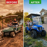 Electric Golf Cart Engineered for All-Terrain Use, 48V 5KW Motor, 4-6 Seater Capacity, Disc Brakes — Before & After