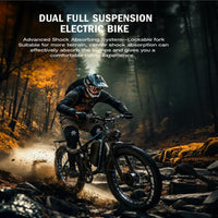 Full Suspension Electric Bike Engineered for Off-Road Performance, 2000W Dual Motor, 52V 23AH Battery, 26 Inch Fat Tires