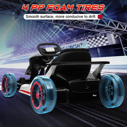 24V Electric Go Kart, Kids Drift Kart with 300W Dual Motors, 8 MPH Max & 110LBS Max Load, Crazy Kart W/Bluetooth Music