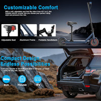Electric Scooter with Seat, 350W Folding Scooter for Adults & Teens | 5.2Ah / 7.8Ah Battery Option, 8.5" Solid Tires, 19MPH, 21-Miles, Dual Brake, Seated Escooter for Girls, Students and Commuter