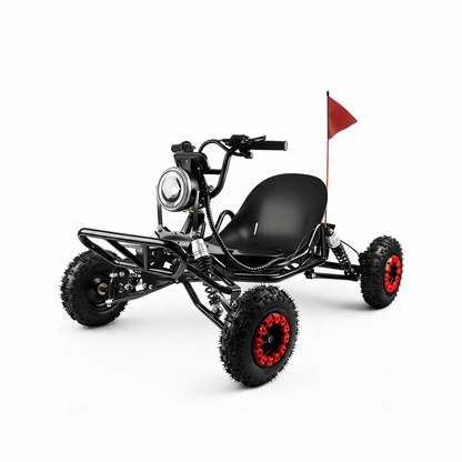 2000W Electric Go Kart for Adults & Kids – Off-Road Karting Machine, 12-25MPH, 6" Alloy Wheels, 10.4Ah (15+ Miles), 440LBS Capacity, Front LED, Charger Included – Black