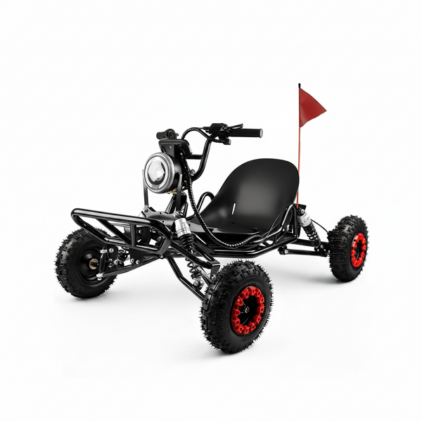 2000W Electric Go Kart for Adults & Kids – Off-Road Karting Machine, 12-25MPH, 6" Alloy Wheels, 10.4Ah (15+ Miles), 440LBS Capacity, Front LED, Charger Included – Black