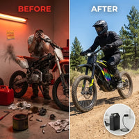 N1 Electric Motorcycle Bike for Adults, 8000W Peak Motor, 72V 30Ah Removable Battery, 50 MPH &amp; 60-Mile Range — Before & After